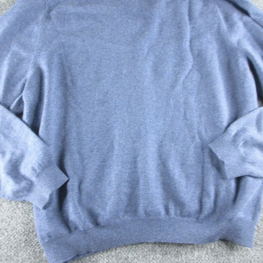 Brooks Brothers Sweater Mens L Blue Merino Wool Blend V Neck Knit Pullover